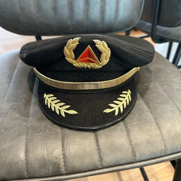 Delta Black and Gold Captain's Hat - Picture 1 of 4